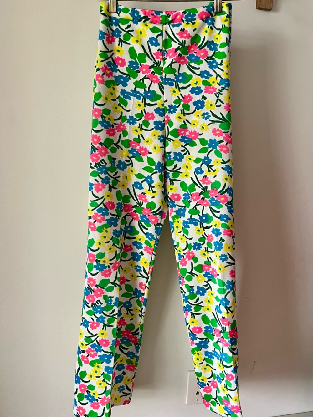 Vintage Lilly Pulitzer Floral Pants Bright Mod Print High Rise Crop